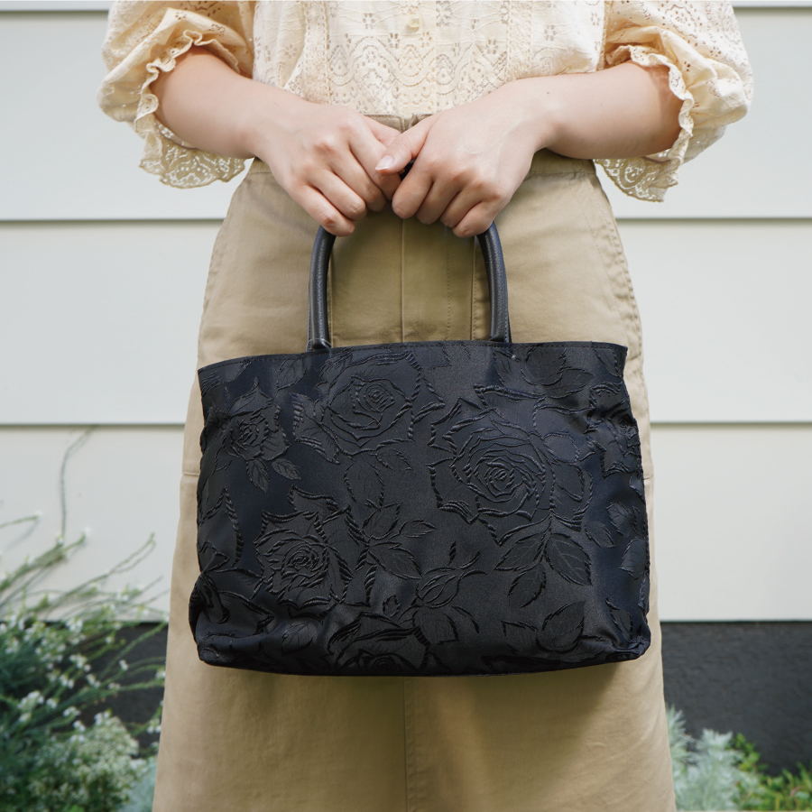 【ふじやま織】バッグ(バラ柄)