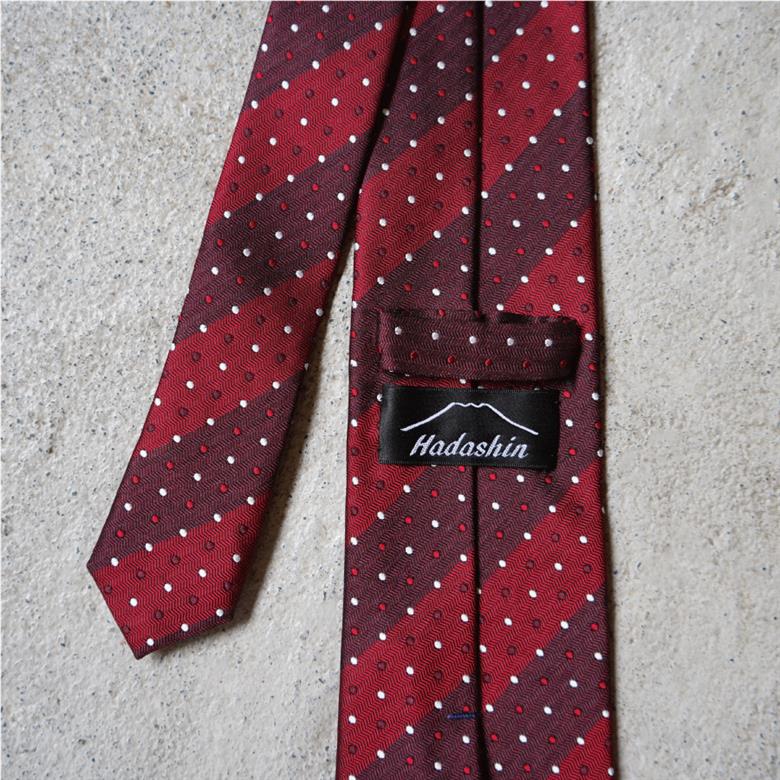【Hadashin】トップ糸ネクタイ 201　大剣幅7cm（ワイン）