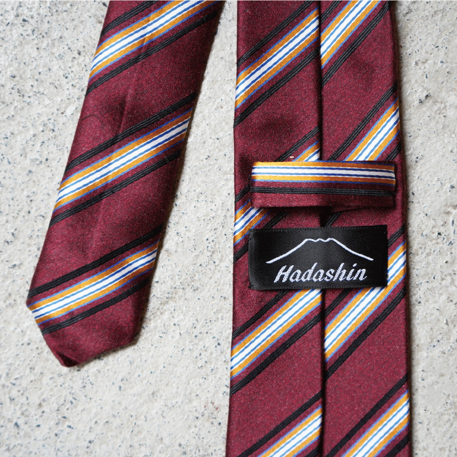 【Hadashin】トップ糸ネクタイストライプ (パープル)