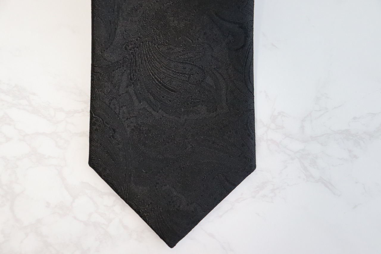 【Hadashin】フォーマルネクタイ ブラック（ペイズリー柄）
