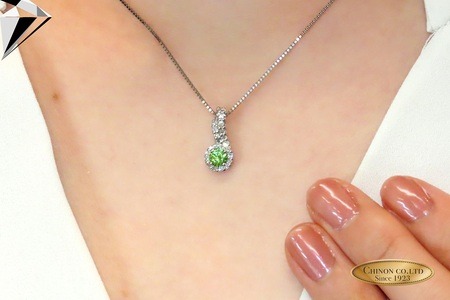 プラチナ デマントイドガーネット ダイヤモンド ペンダント　【ジュエリー】