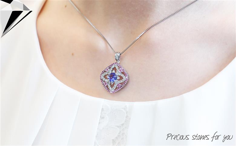 プラチナタンザナイトピンクサファイアダイヤモンドペンダント MJ1034　【ジュエリー】