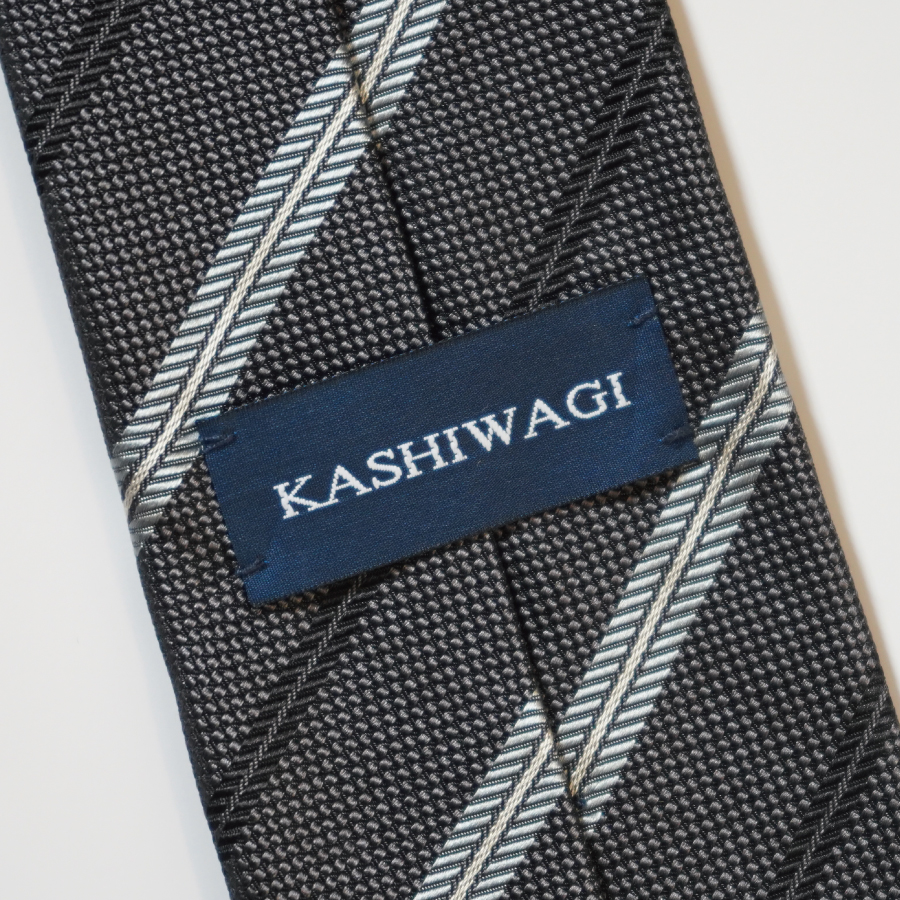 カシワギオリジナル ネクタイ「ストライプ」S002 グレー