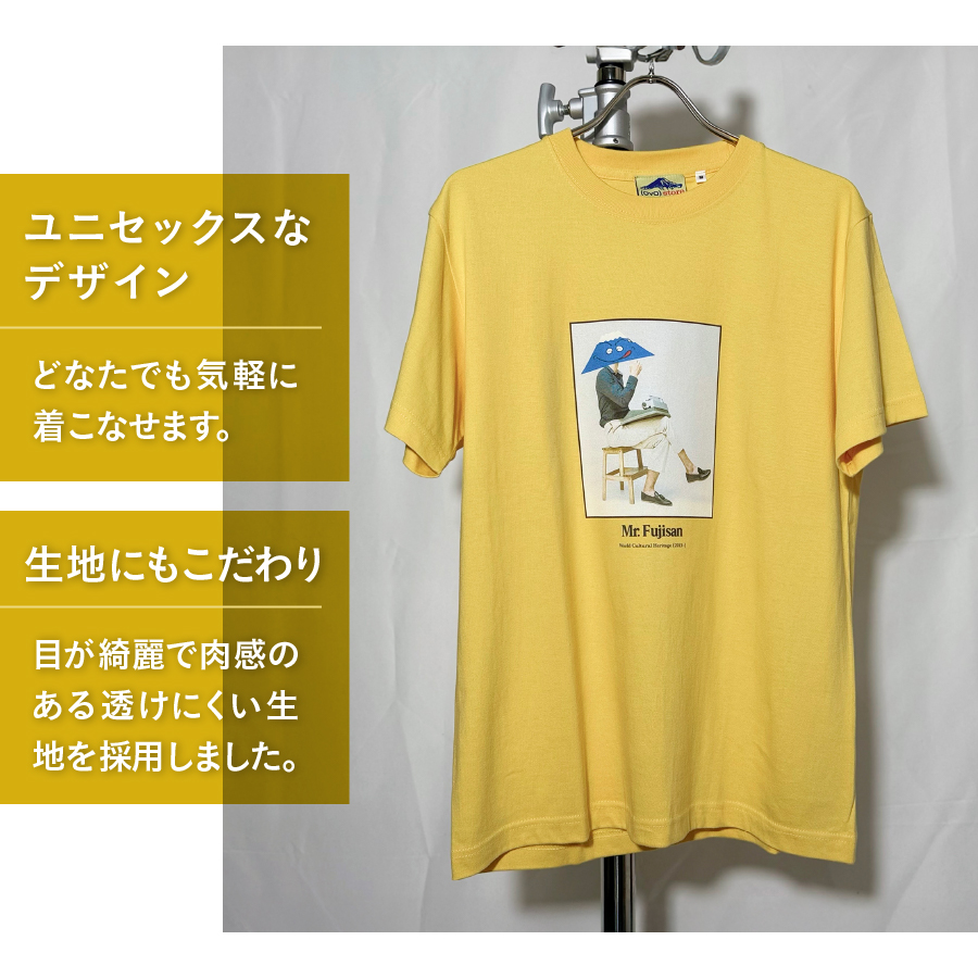 Tシャツ 半袖 YELLOW Mサイズ 綿100％ 「 OvO Fuji san Tee 」 ユニセックス カジュアル