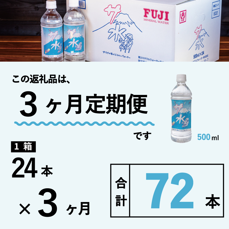 【3か月お届け】「サ水」サウナ後のととのいウォーター富士ミネラルウォーターデザインラベル定期便