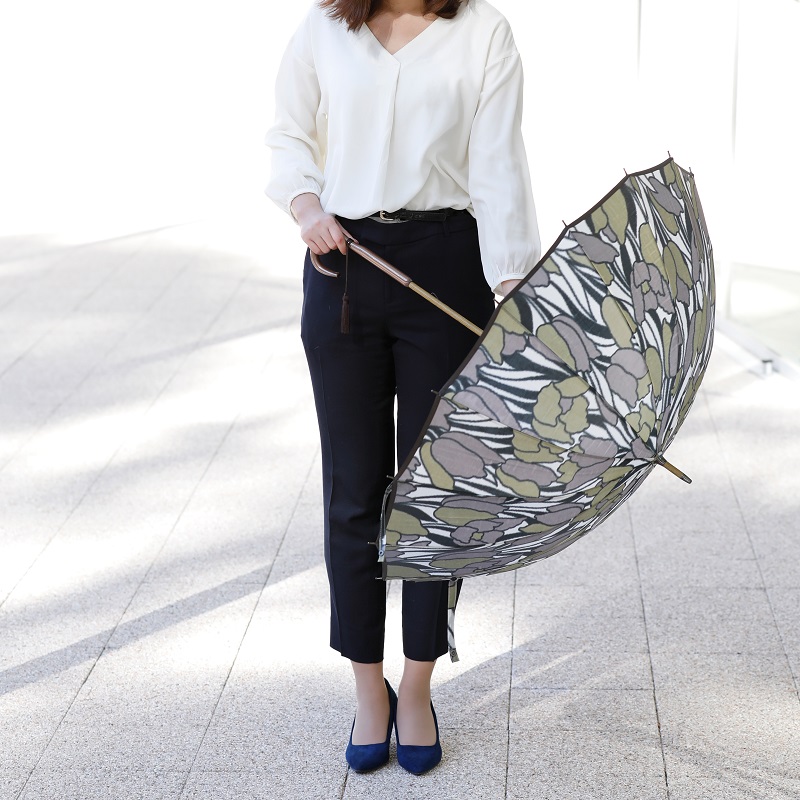 高級雨傘【チューリップ】カーキ色