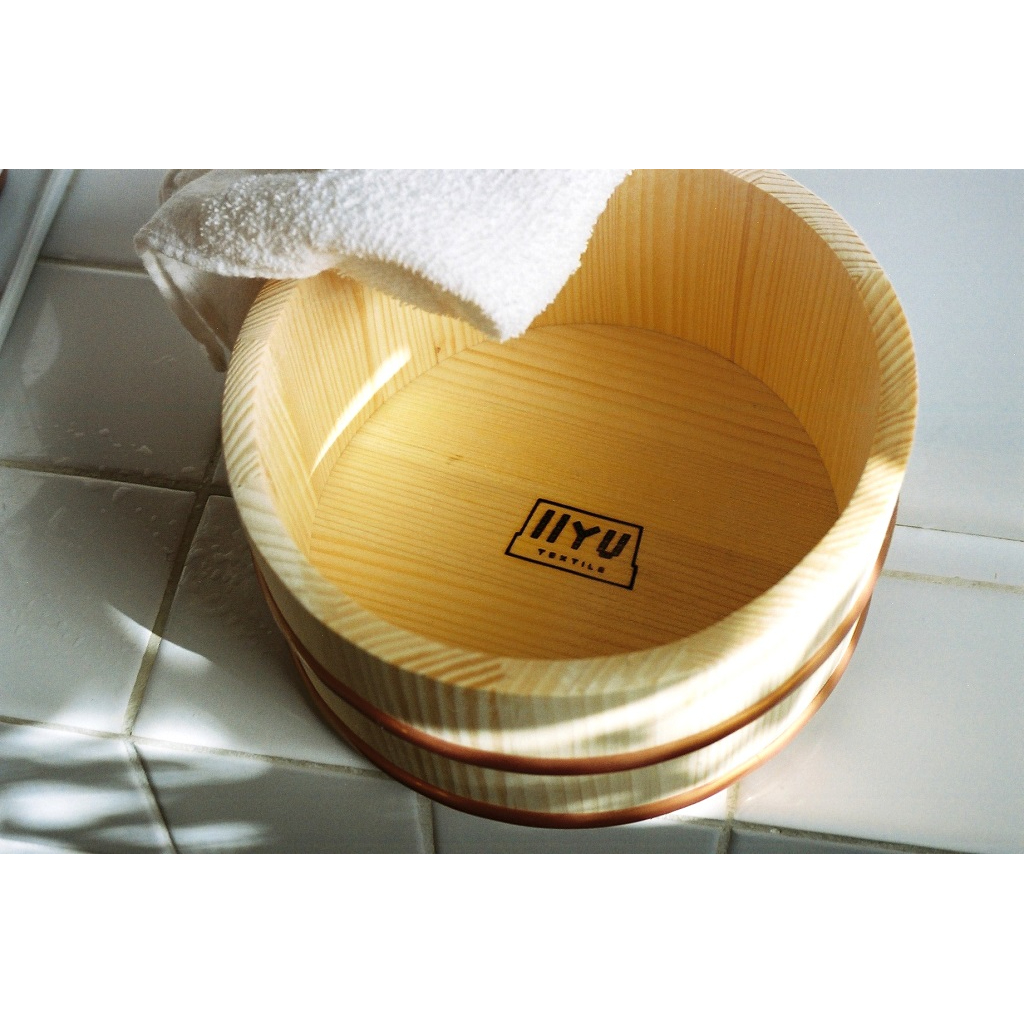 IIYU TEXTILE オケバック＆フロセンウォレット＆木桶(オリジナル焼印入) ブルー