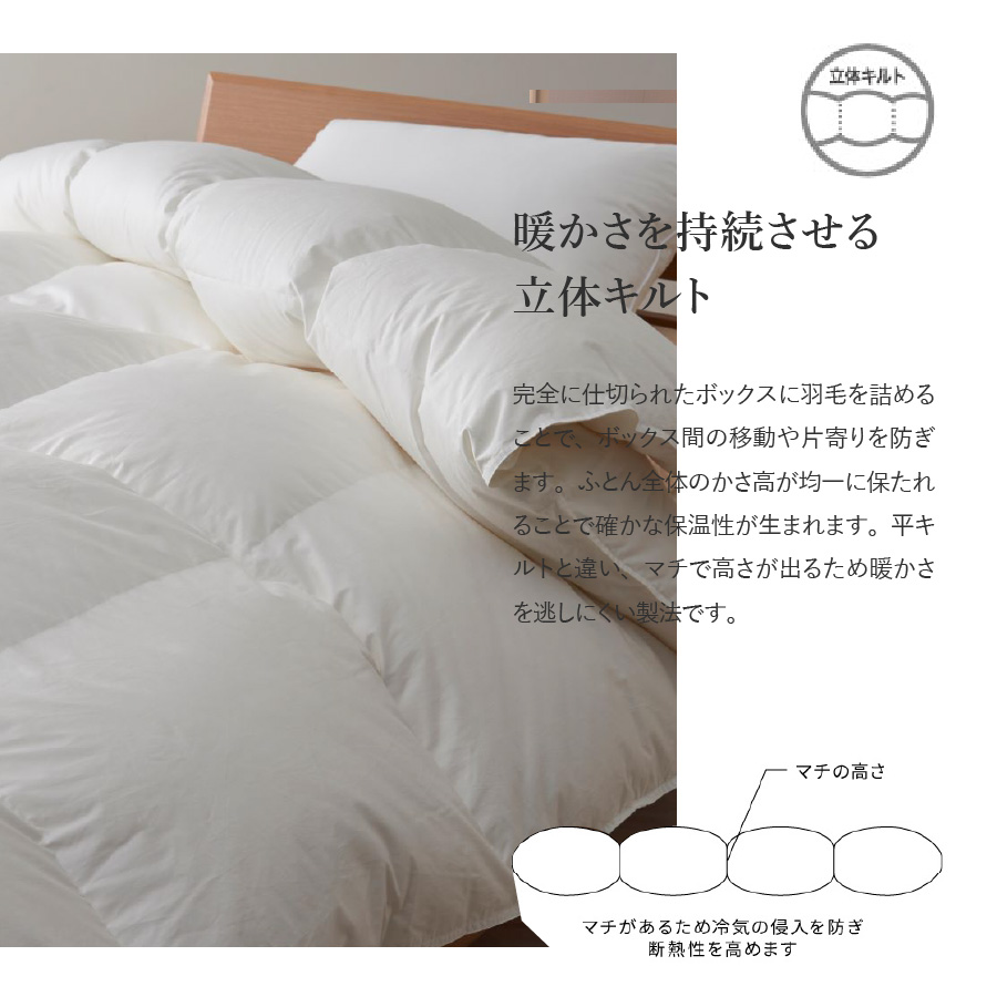 【甲州羽毛ふとん】ロイヤルグース93%抗菌・抗ウイルス加工羽毛合い掛けふとん（クイーン/ホワイト）