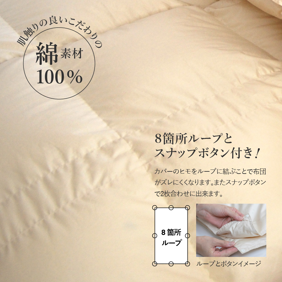 【創業100年】ハンガリー産ホワイトグース羽毛2枚合わせふとん（キングサイズ）