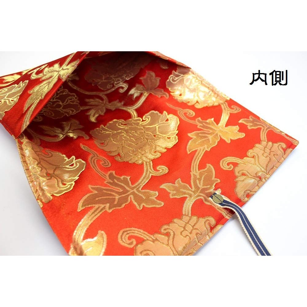 金襴　パソコン袋　朱赤色