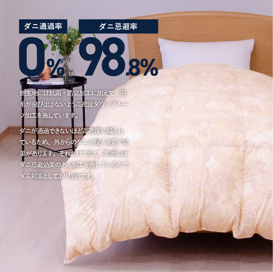 【秋冬対応品】羽毛布団　オリジナル染柄/琥珀色(シングル)