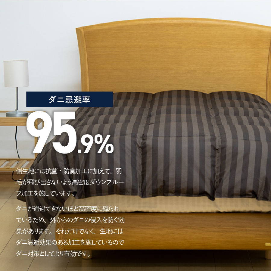 【ダニ忌避率95.9%】さらっと薄手タイプの羽毛布団　ディープブラウン（ダブル） ディープブラウン D:ダブル