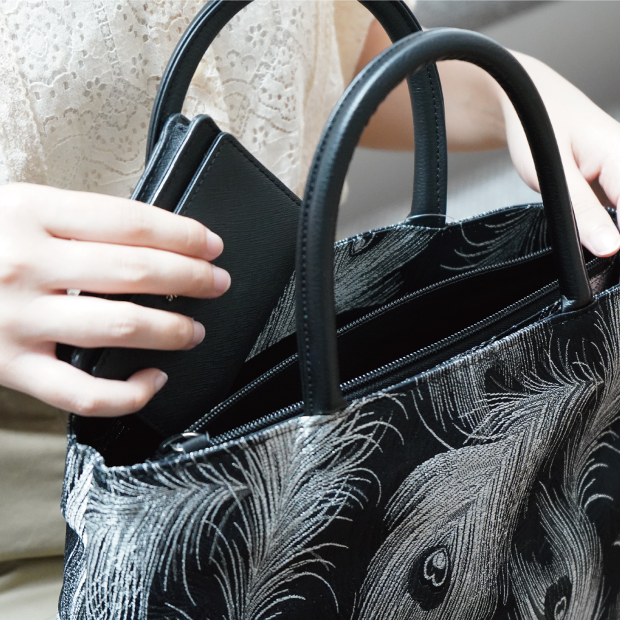 【ふじやま織】バッグ(クジャク柄)