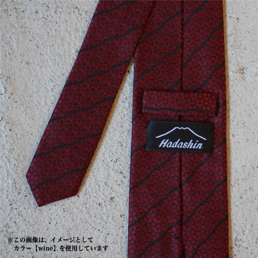 【Hadashin】シルクネクタイ（レッド）【402　ブラックストライプ】