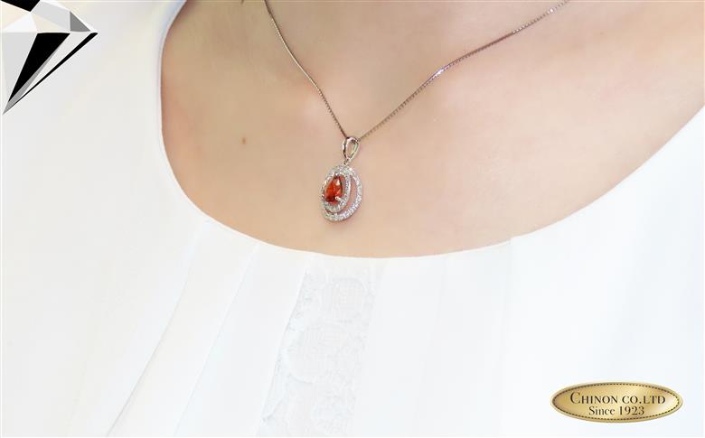スペサルティンガーネットペンダント ダイヤモンド プラチナ MJ1046 ネックレス　【ジュエリー】