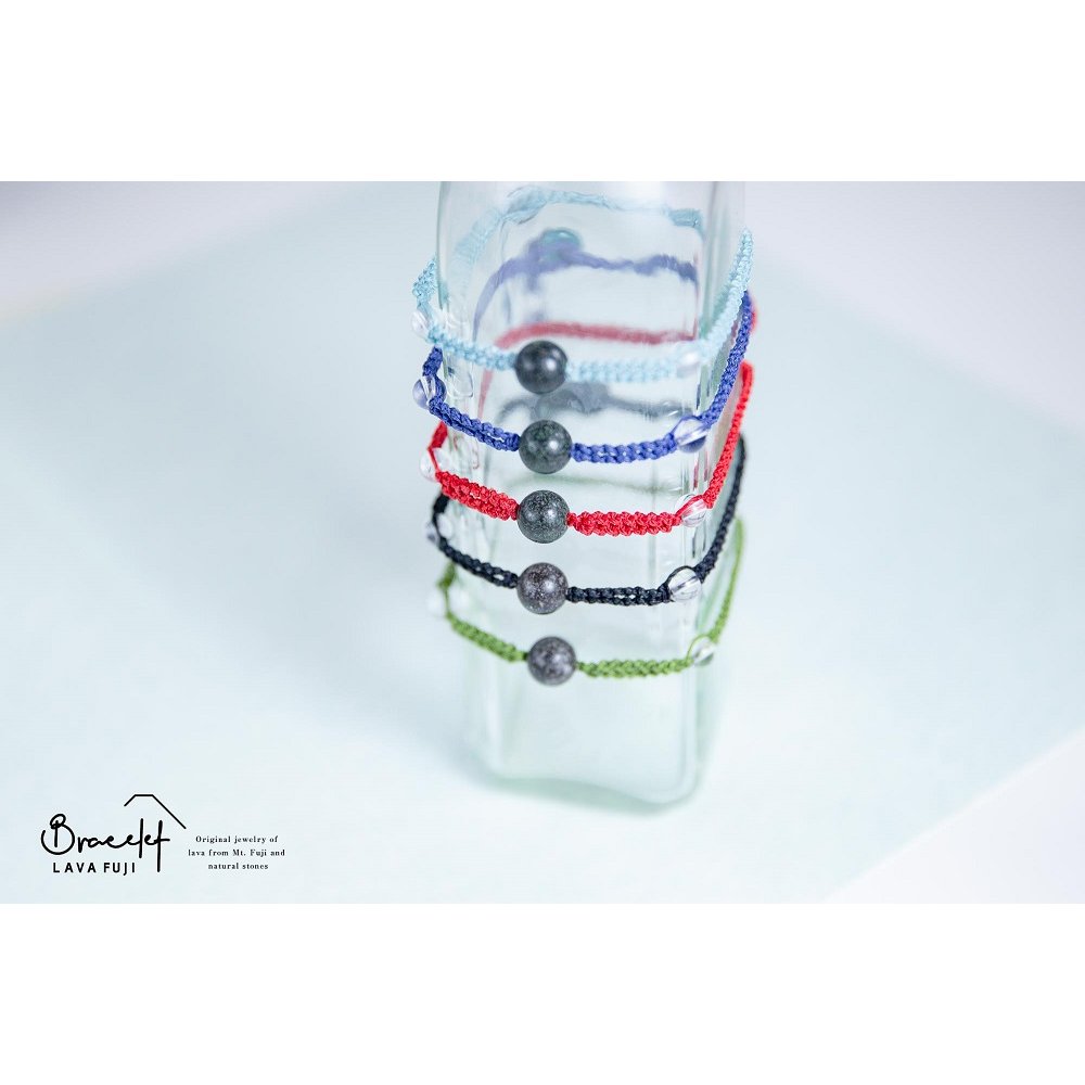 富士山溶岩ブレスレット（ワックスコード）【単色】【スカイブルー】～Lava Fuji Bracelet～