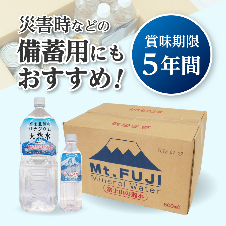富士山の麗水　500ｍl　24本　【 防災 備蓄 ストック 保存 ５年 非常用 】