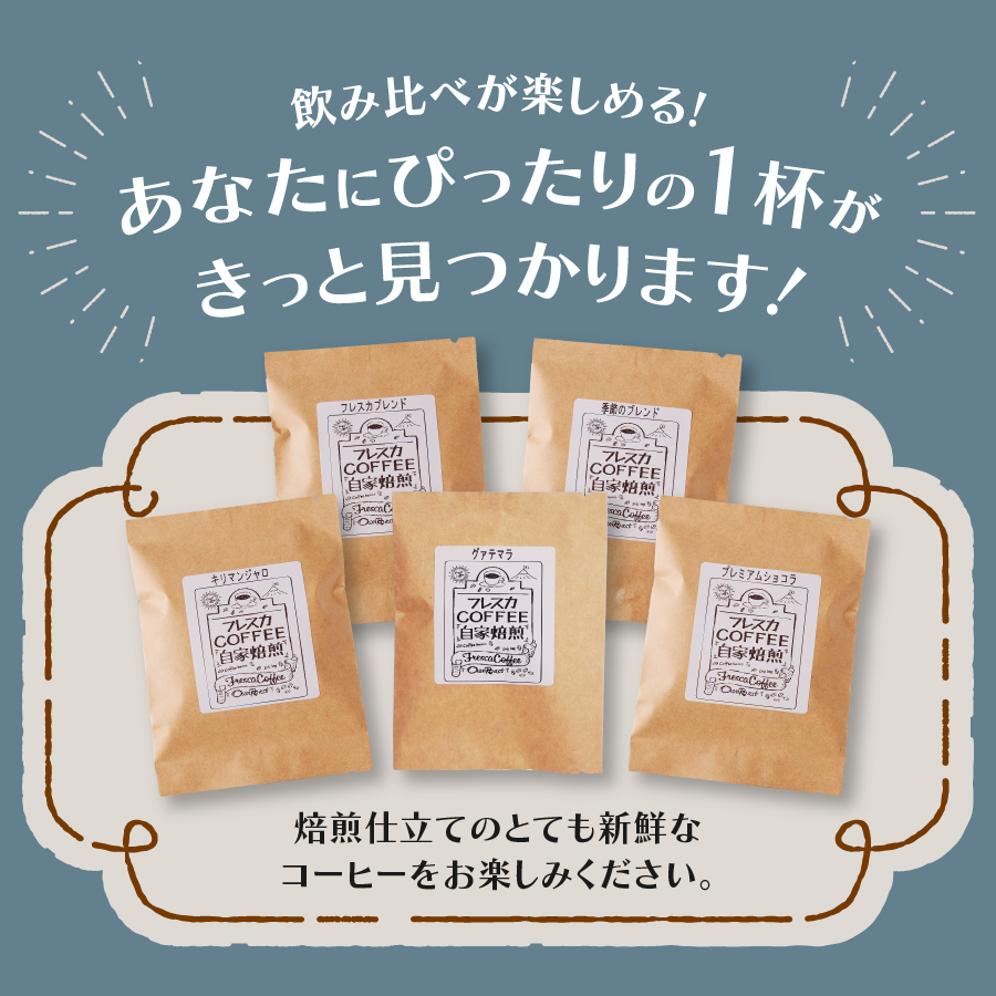 【メール便発送】フレスカ特注 お楽しみ 5 種飲み比べセット （豆） 豆