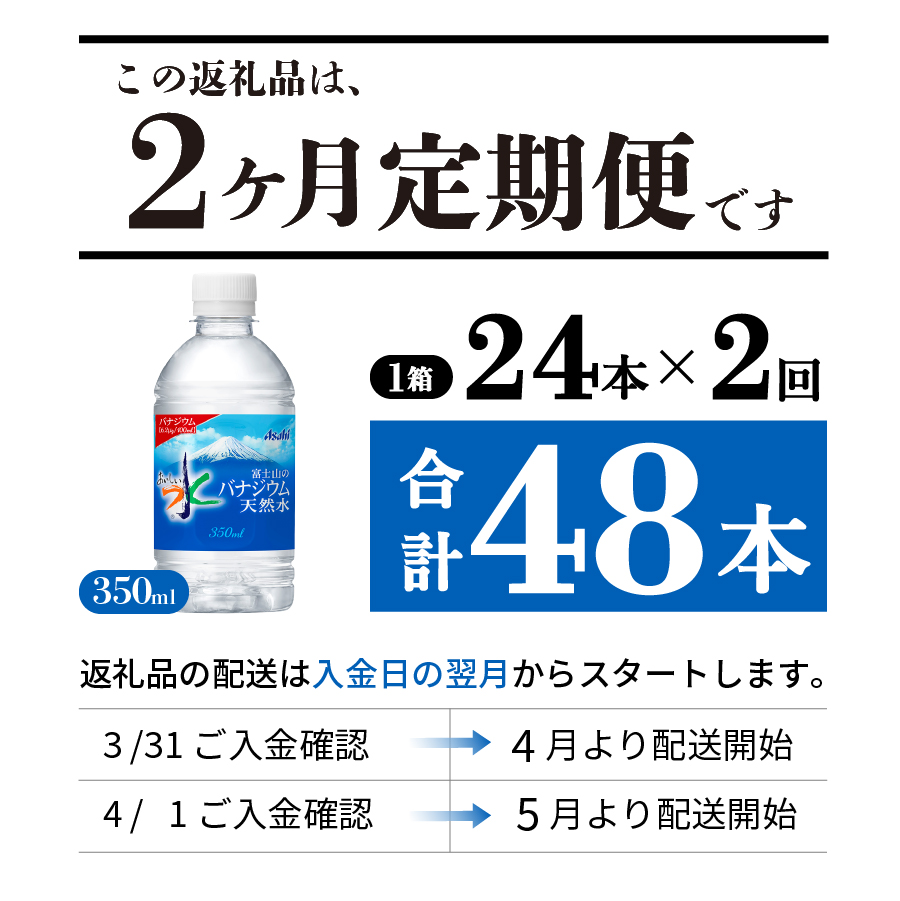 【2か月お届け】富士山のバナジウム天然水 PET350ml×1箱(24本入り)