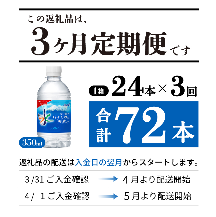 【3か月お届け】富士山のバナジウム天然水 PET350ml×1箱(24本入り)