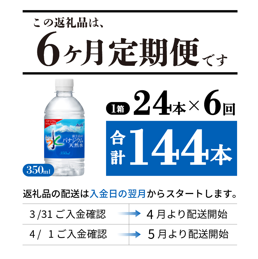 【6か月お届け】富士山のバナジウム天然水 PET350ml×1箱(24本入り)