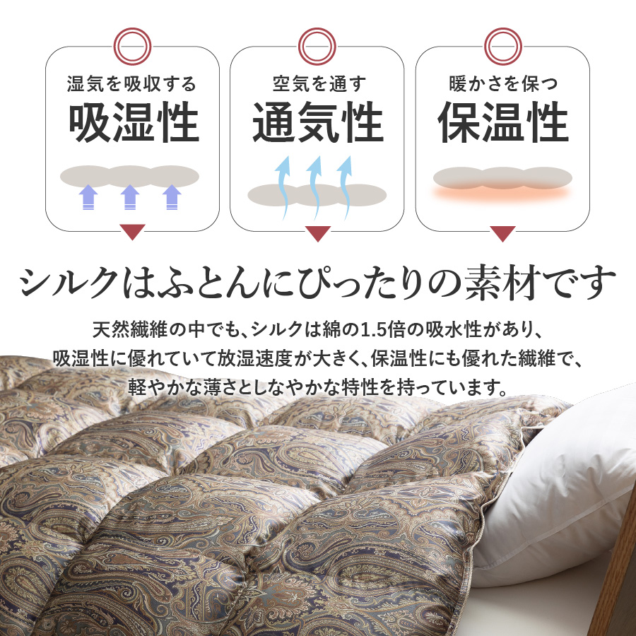 【甲州羽毛ふとん】本掛けシルクプリント手選別アイダーダウン（セミダブル） ブルー系