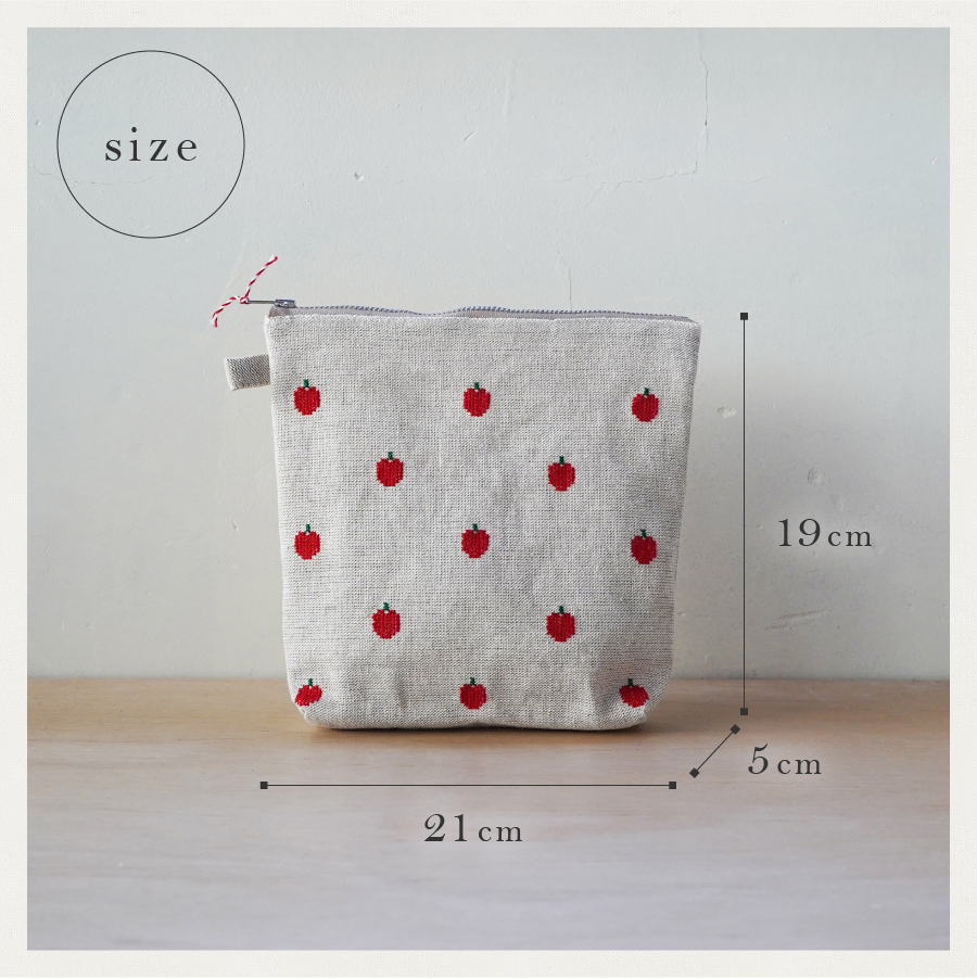 【手作業限定生産】 アルディン製ポーチ　りんご