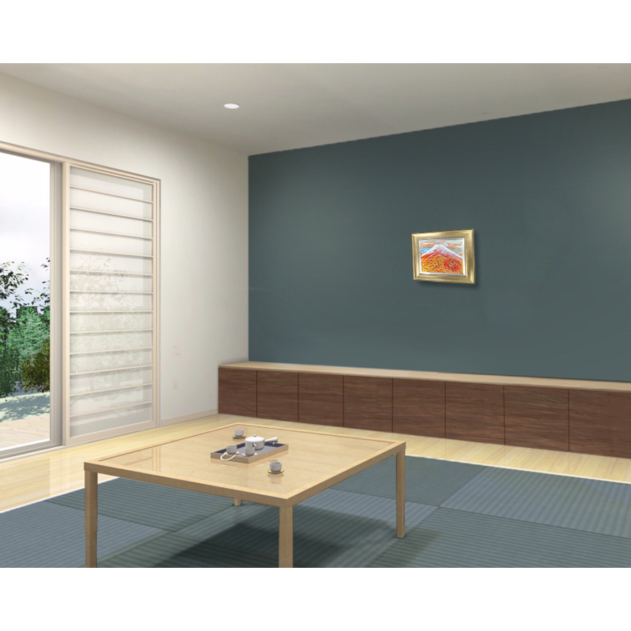 富士山溶岩パワーアート「春雪赤富士」