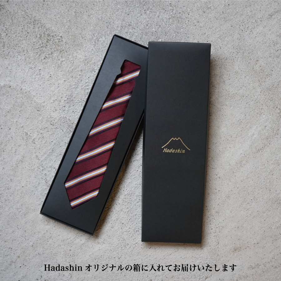 【Hadashin】トップ糸ネクタイストライプ (グレー)