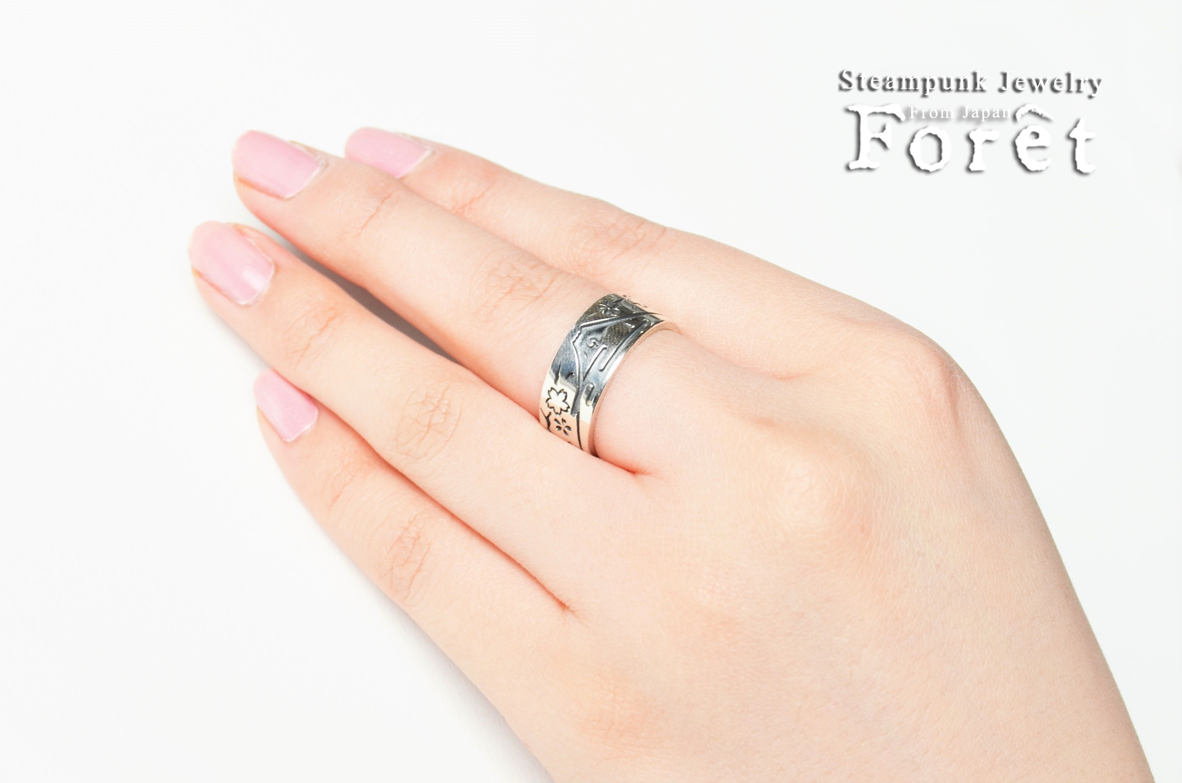 【ハンドメイドアクセサリー】和柄リング(富士)