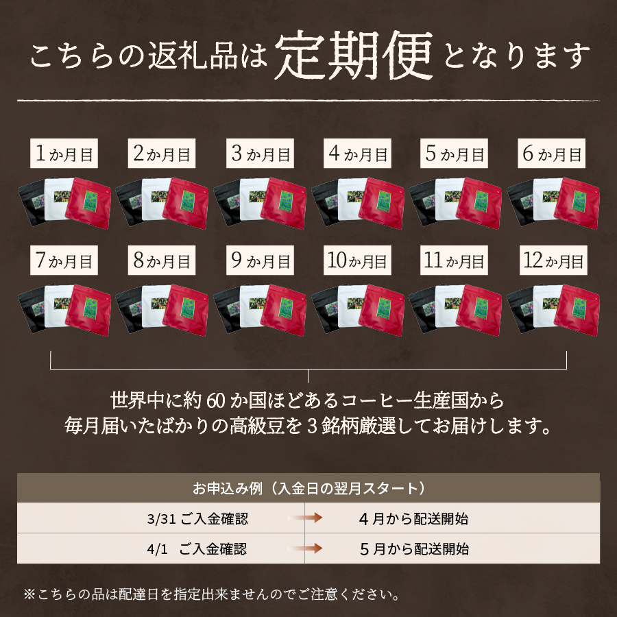 【訳あり】【定期便】コーヒー 世界の高級豆 希少豆　12ヶ月コース(ドリップ)