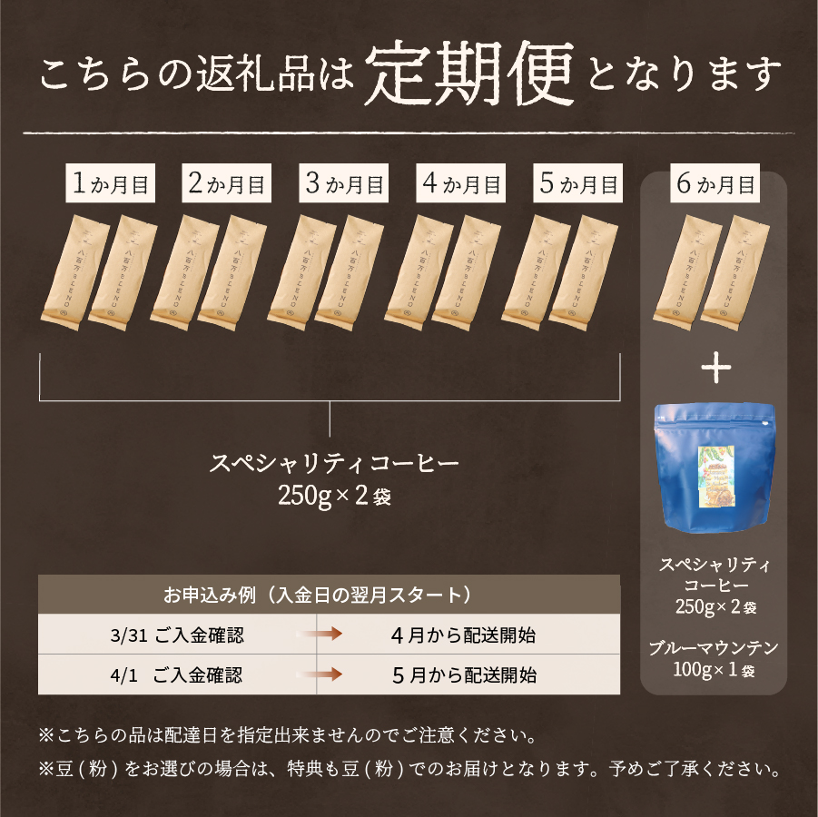 メール便発送【訳ありコーヒー定期便】富士山の湧き水で磨いた スペシャルティコーヒーセット 6ヶ月コース (豆500g)【ガイアの夜明け】