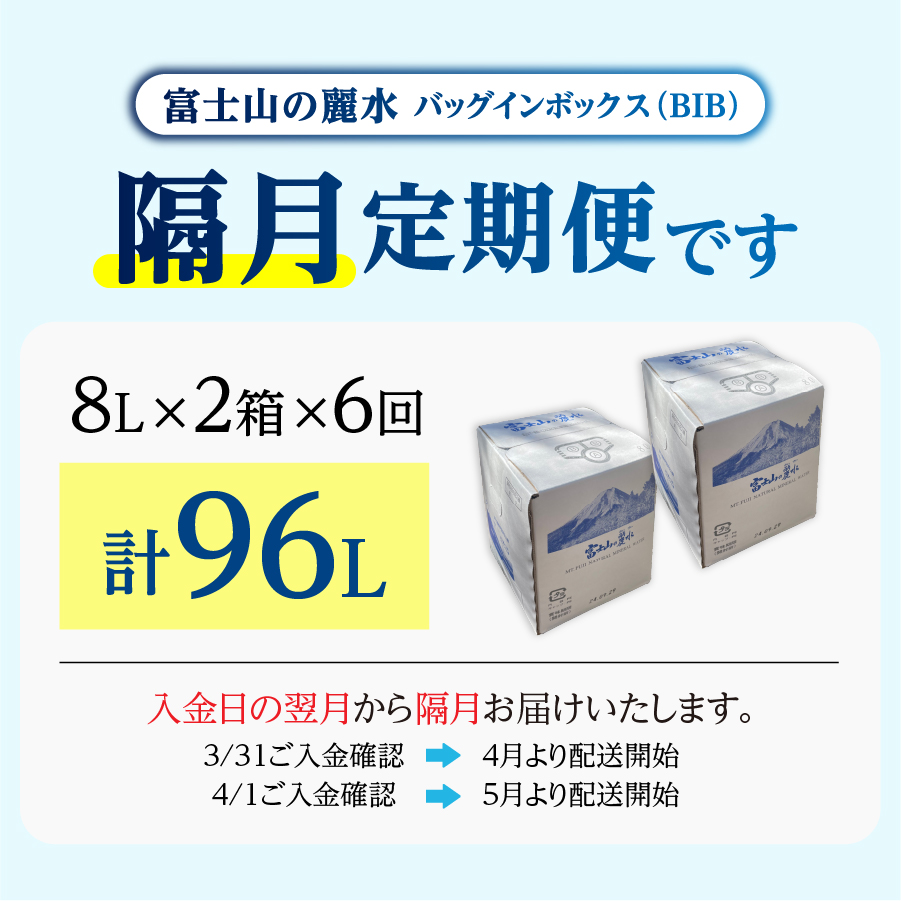 【年6回・隔月お届け】富士山の麗水定期便 ８L×２箱