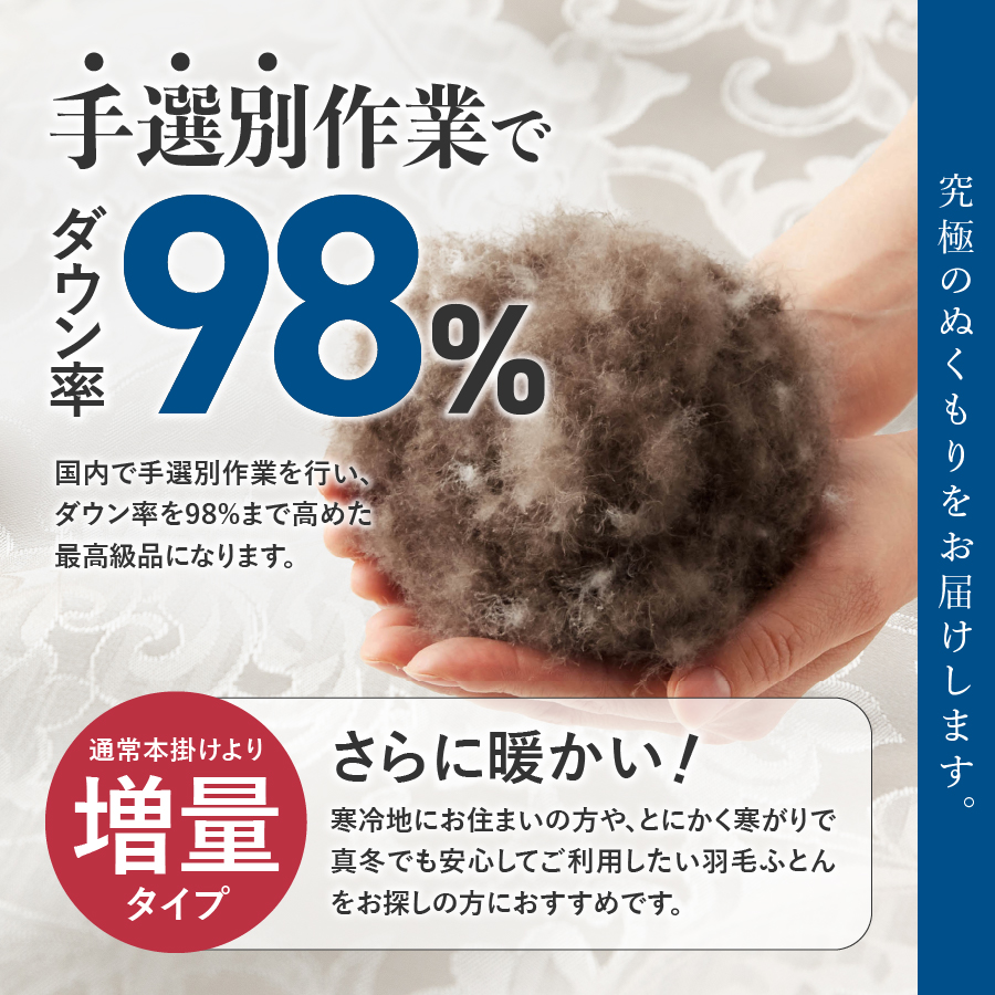 【甲州羽毛ふとん】増量本掛けシルクジャガード手選別アイダーダウン（セミダブル）