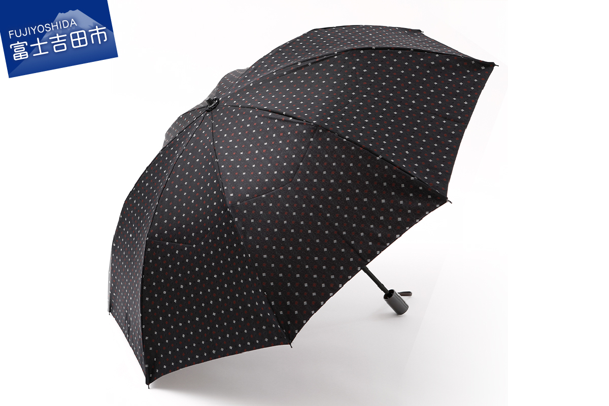 ネクタイ柄【紳士折りたたみ傘】晴雨兼用傘　ネイビー×エンジ