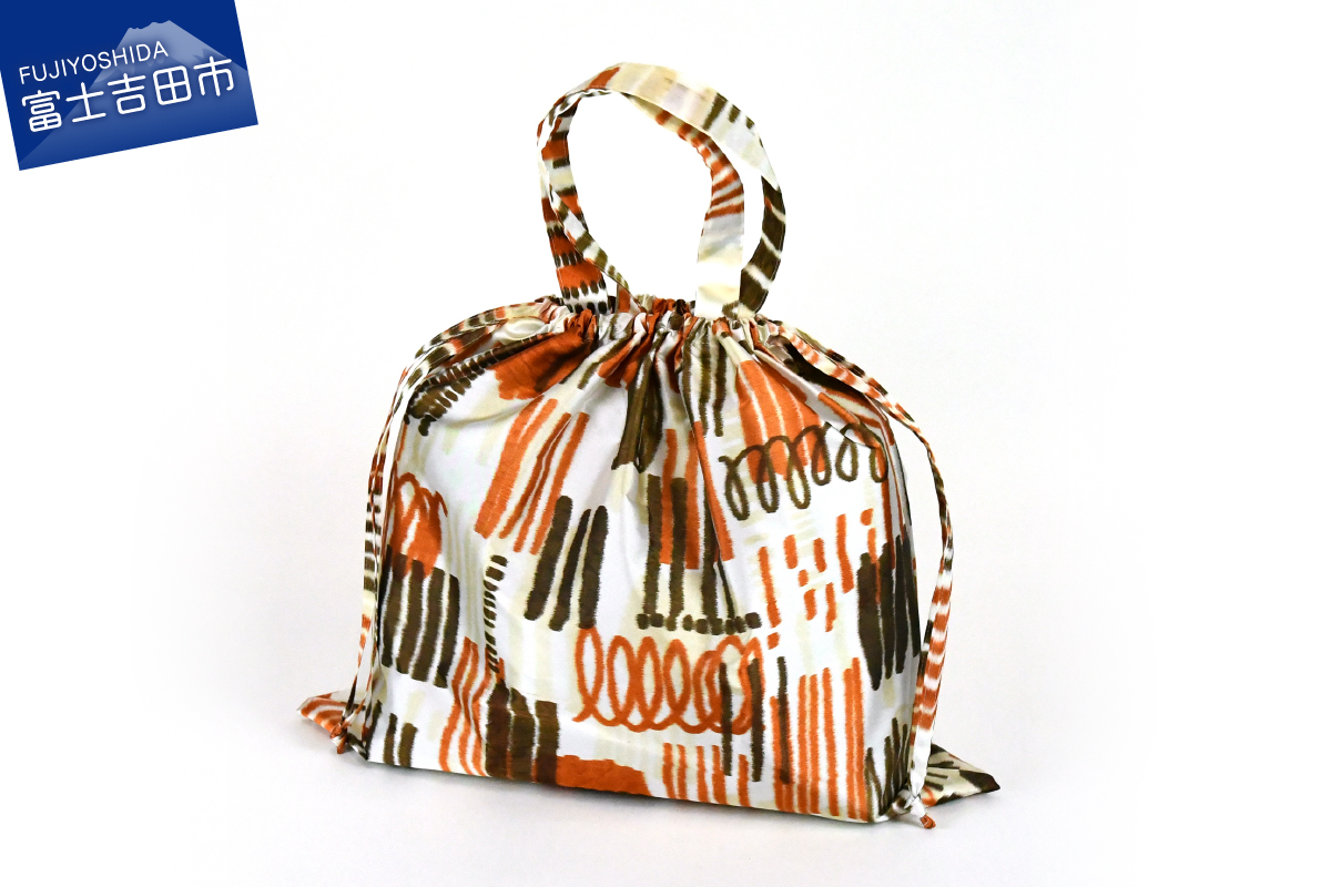 【2way レインバッグ】傘生地で作ったエコバッグ(カラビナ付)　みの(ブラウン)