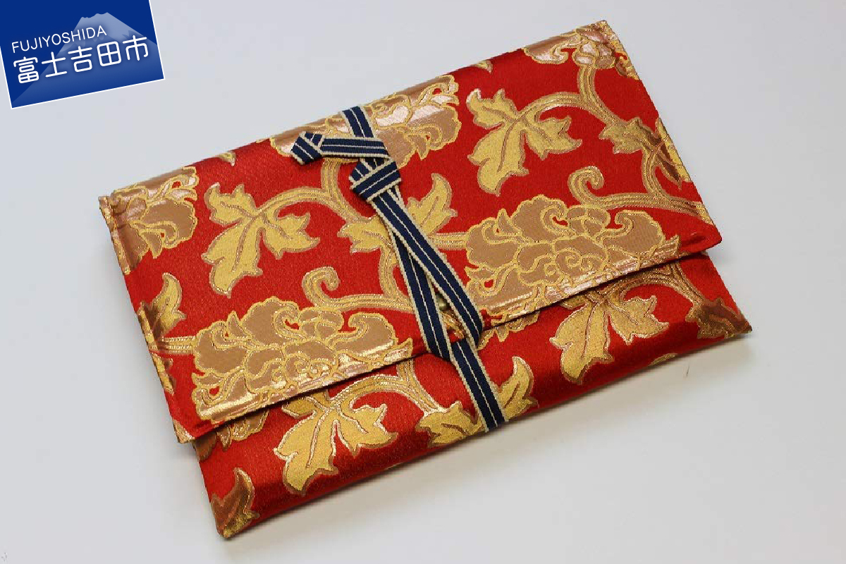 金襴　パソコン袋　朱赤色