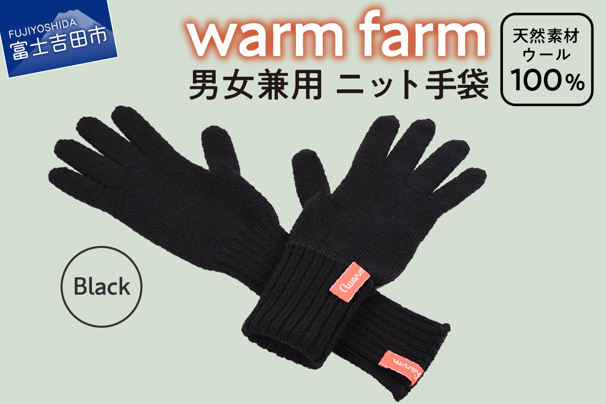 光吸収発熱ウール「ウォームファーム　ニット手袋」ブラック