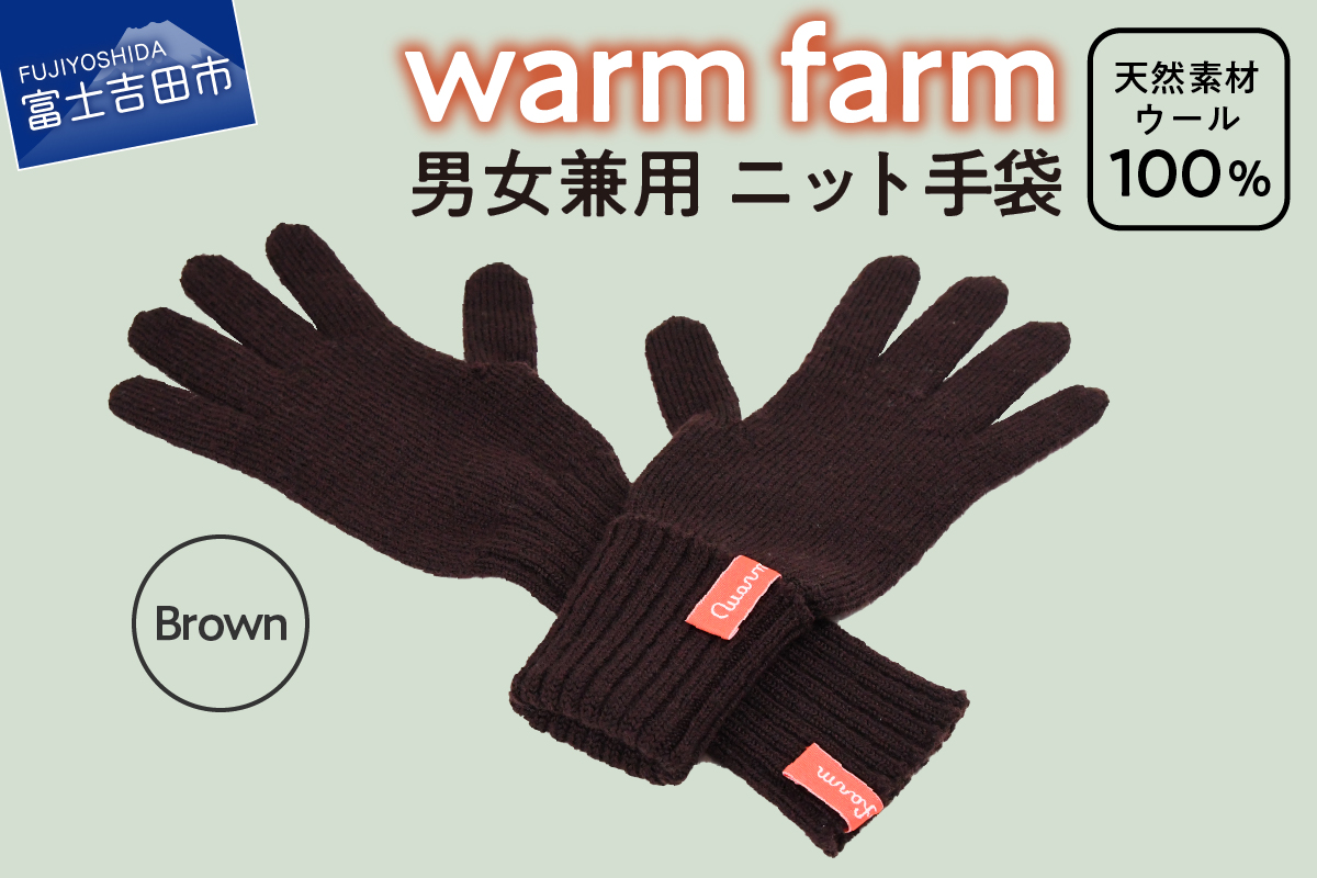 光吸収発熱ウール「ウォームファーム　ニット手袋」ブラウン