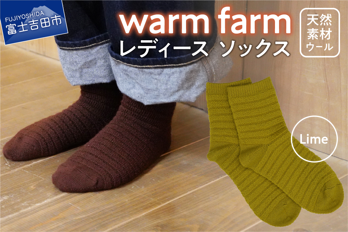 光吸収発熱ウール「ウォームファーム　ソックス」ライム