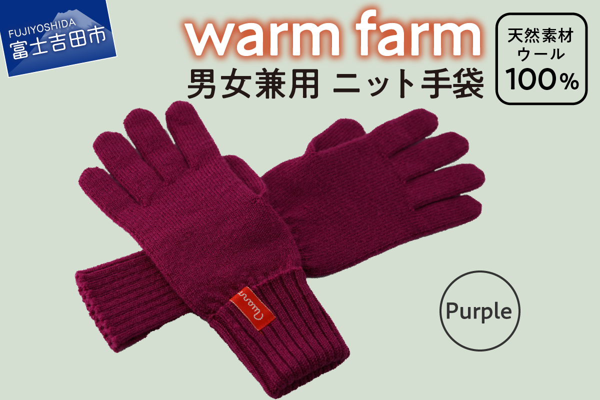 光吸収発熱ウール「ウォームファーム　ニット手袋」パープル