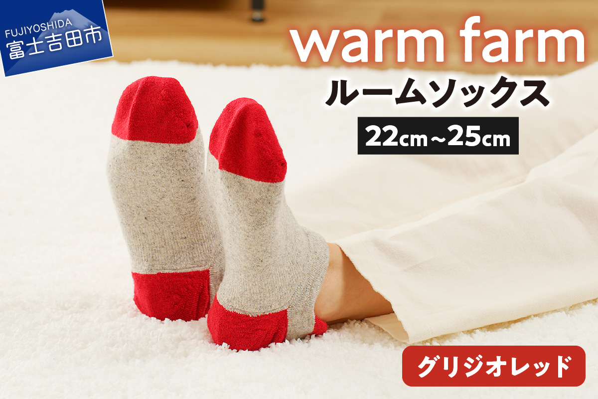 光吸収発熱ウール「ウォームファーム ルームソックス」（グリジオレッド）