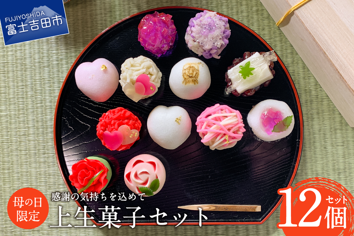 【先行予約】母の日 ギフト 上生菓子 12個セット 贈答用 箱入り 【2025年5月7日発送予定】 富士夢和菓子