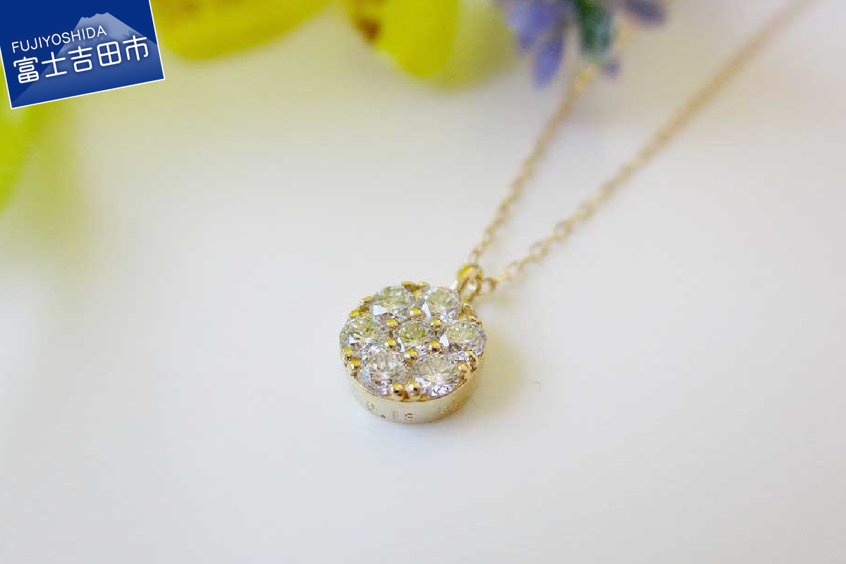 ラウンドダイヤモンドペンダント 【K18イエローゴールド】 MJ094　【ジュエリー ネックレス】 K18イエローゴールド