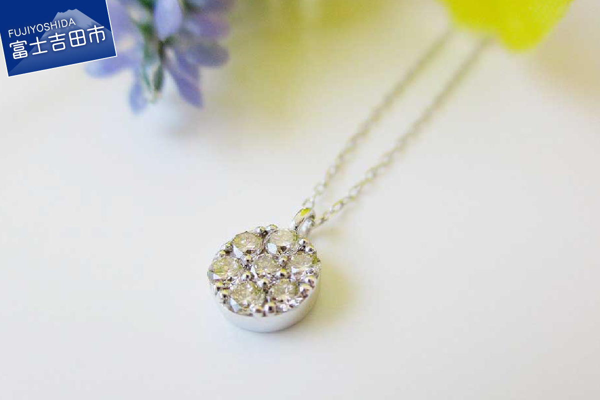 ラウンドダイヤモンドペンダント 【K18ホワイトゴールド】 MJ095　【ジュエリー ネックレス】 K18ホワイトゴールド