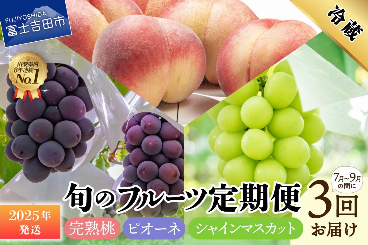 【2025年発送】【3回定期便】山梨県産 旬のフルーツセット(桃・ピオーネマスカット)・シャイン