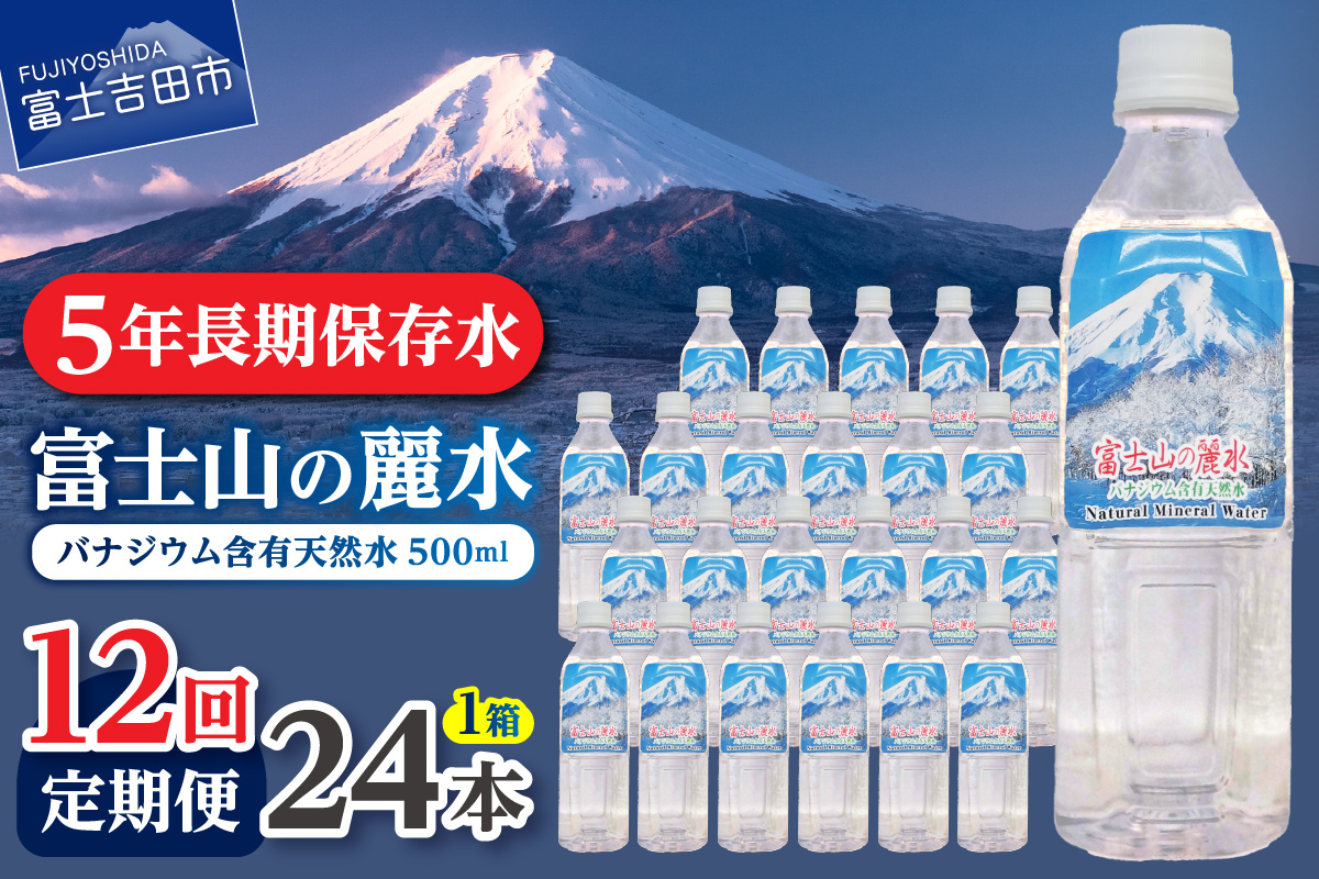 【12か月お届け】富士山の麗水 500ｍl 24本