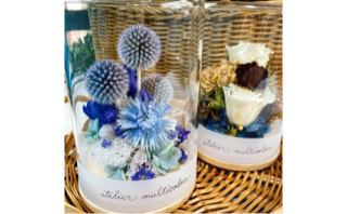 【都留市ふるさと納税】　ガラスボトルフラワー　ブルー