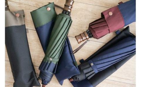 【数量限定】橘　折りたたみ傘　60cm　10本骨(ブラック×ブルー)　高級傘　プレゼント　ご褒美	 ブラック×ブルー