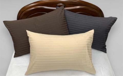 SatinStripeサテンストライプ 昼夜サテン ピロケース【Mサイズ】【ブラウン】【日本製】